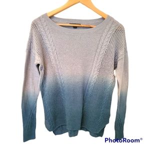 American Eagle ombre blue open knit long sleeved sweater wool blend XS